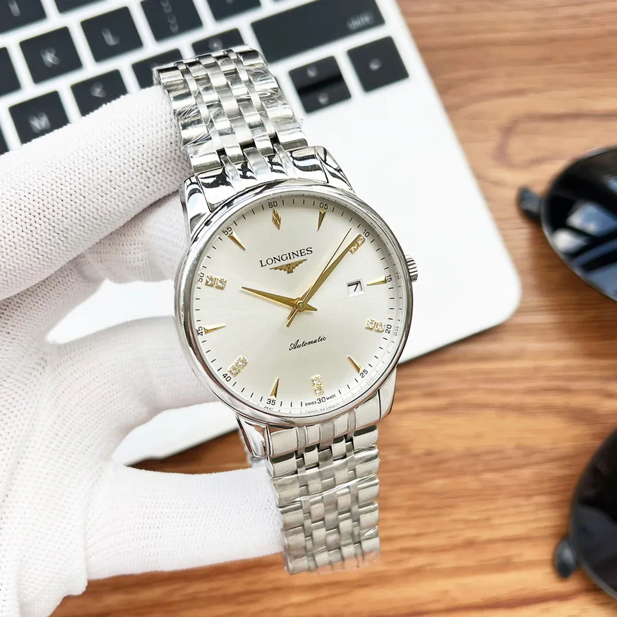 LONGINES Men's Watch with 316 Stainless Steel and Leather Strap