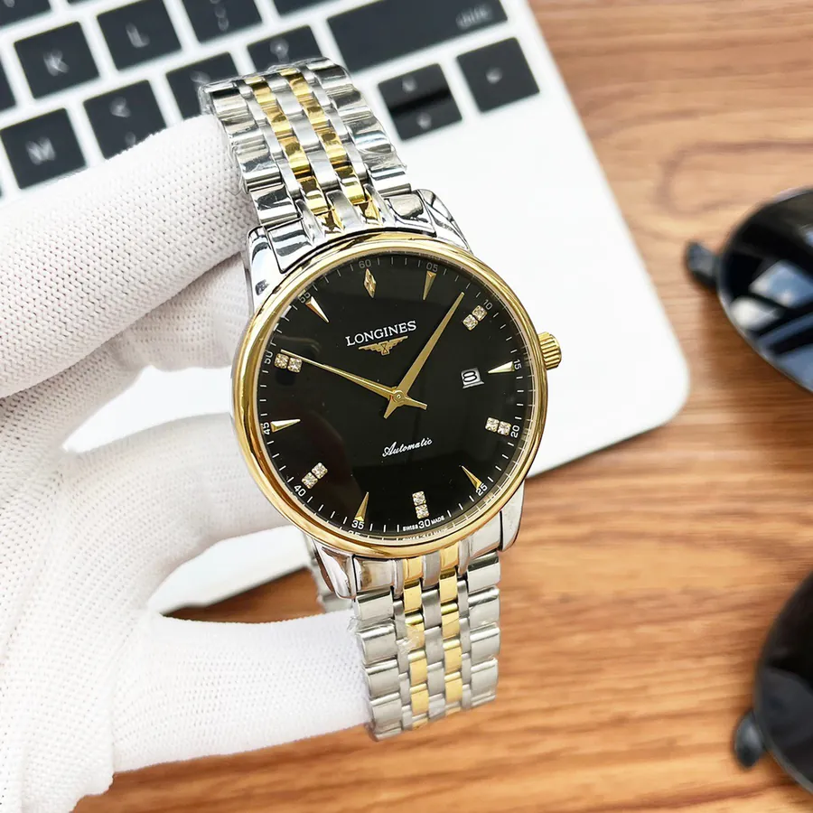 LONGINES Men's Watch with 316 Stainless Steel and Leather Strap