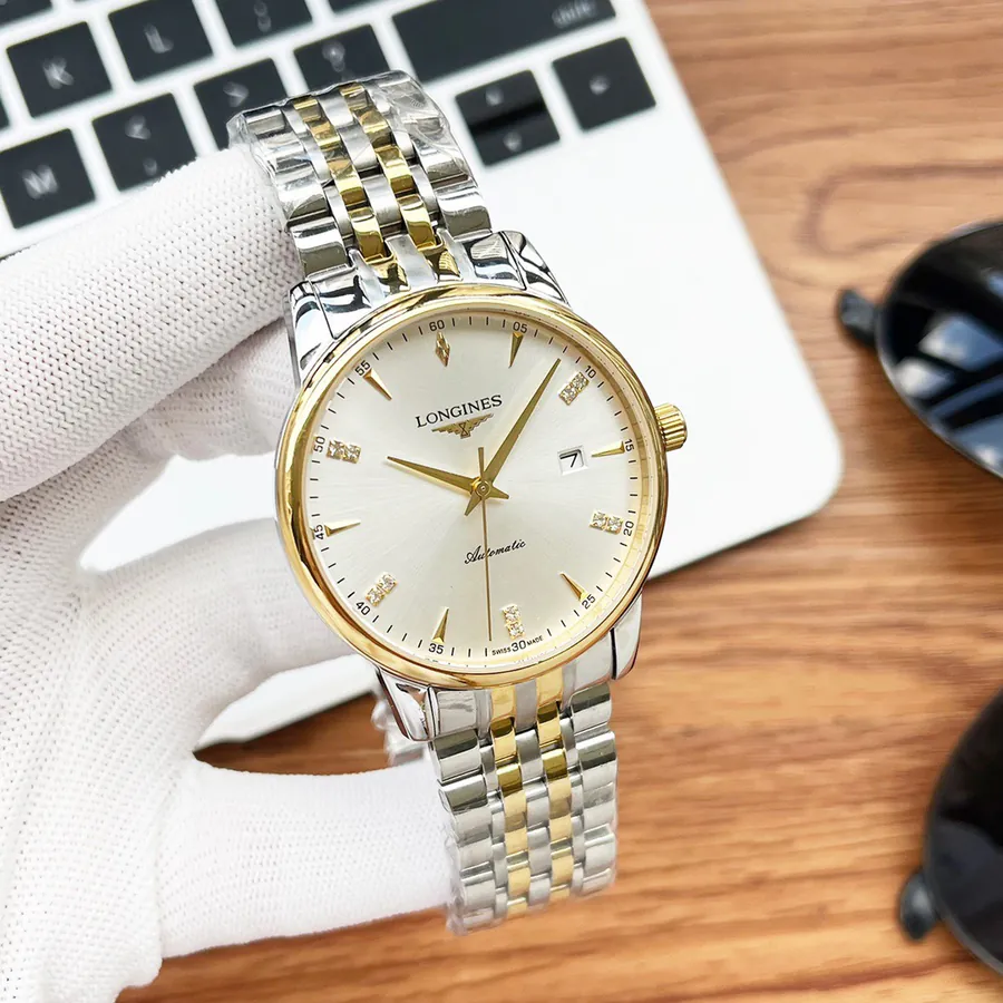 LONGINES Men's Watch with 316 Stainless Steel and Leather Strap