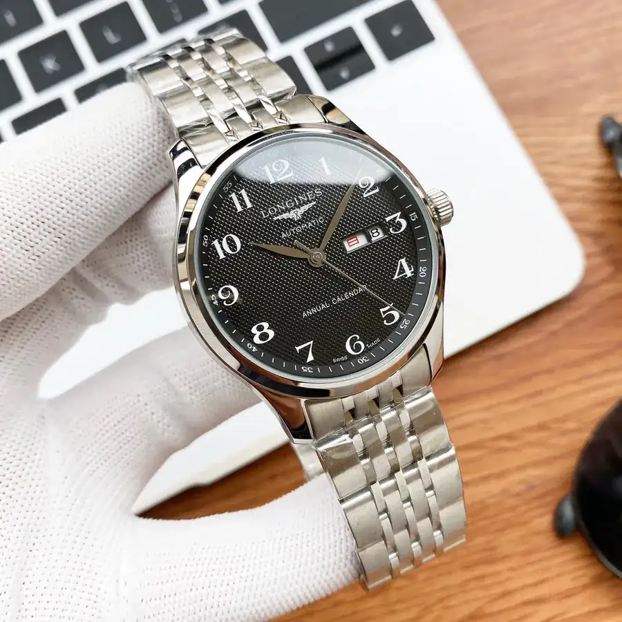 LONGINES Men's Watch with 316 Stainless Steel Case and Leather Strap