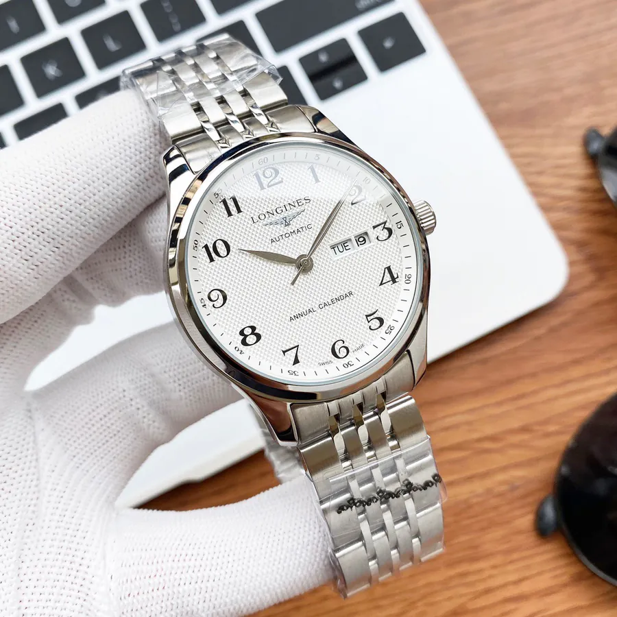 LONGINES Men's Watch with 316 Stainless Steel Case and Leather Strap
