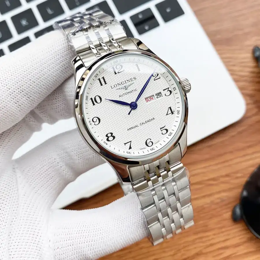 LONGINES Men's Watch with 316 Stainless Steel Case and Leather Strap