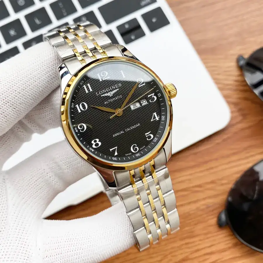 LONGINES Men's Watch with 316 Stainless Steel Case and Leather Strap