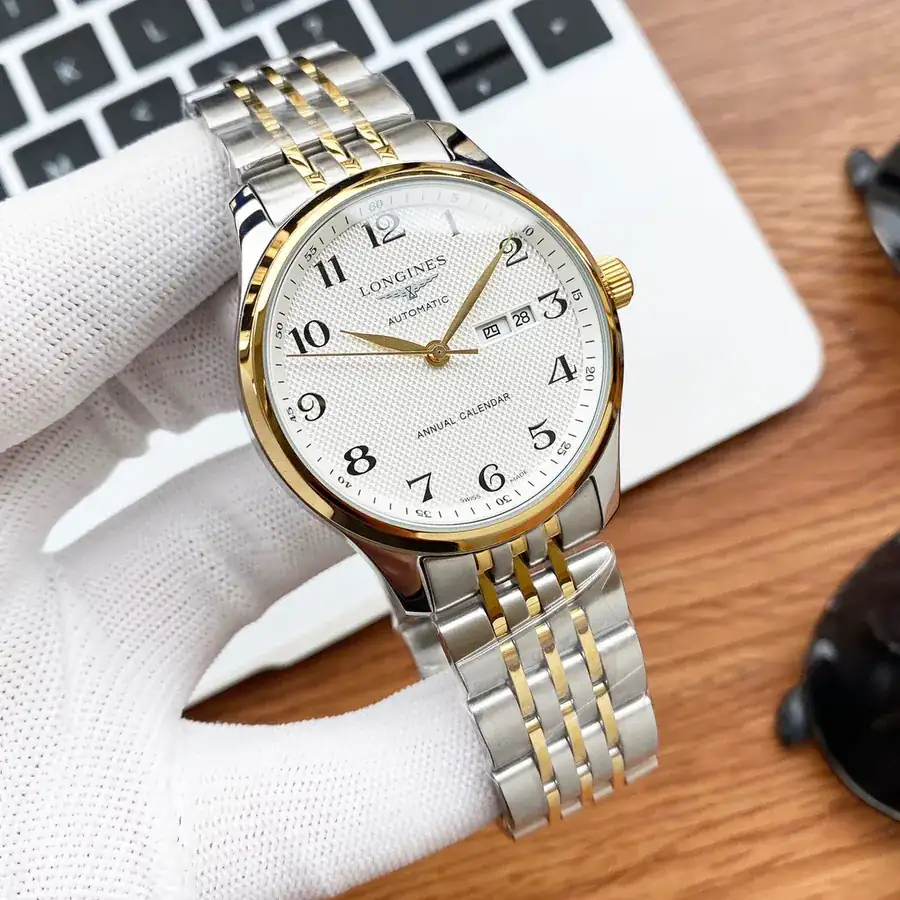 LONGINES Men's Watch with 316 Stainless Steel Case and Leather Strap