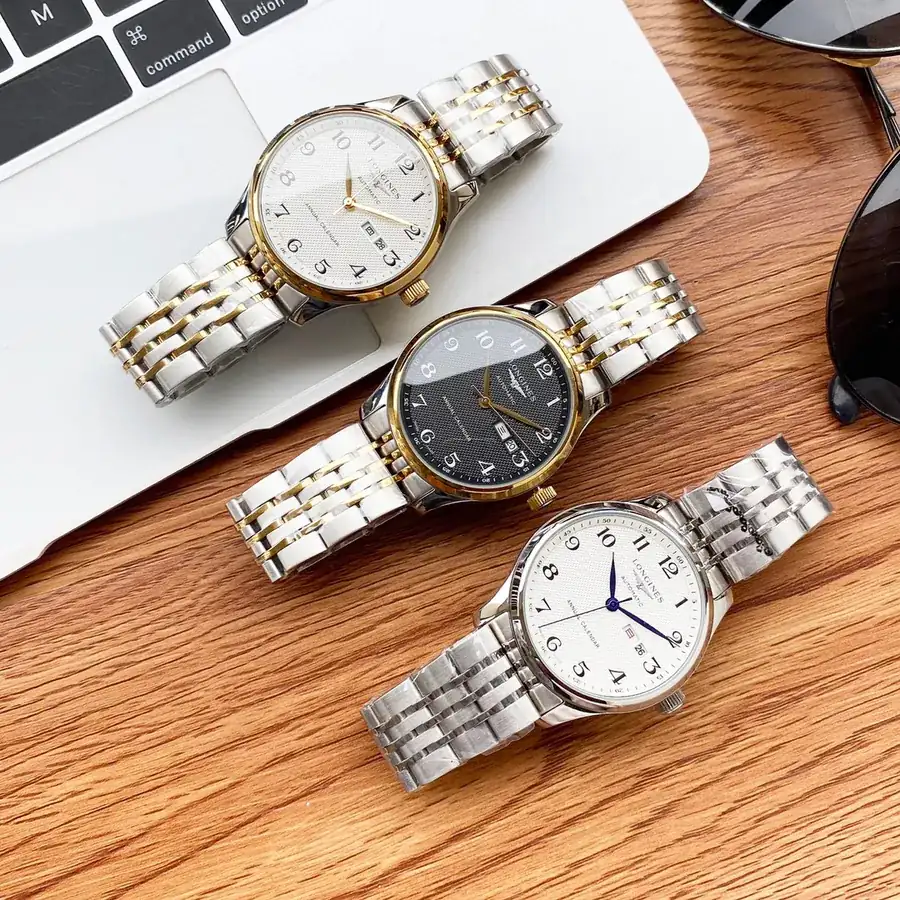 LONGINES Men's Watch with 316 Stainless Steel Case and Leather Strap