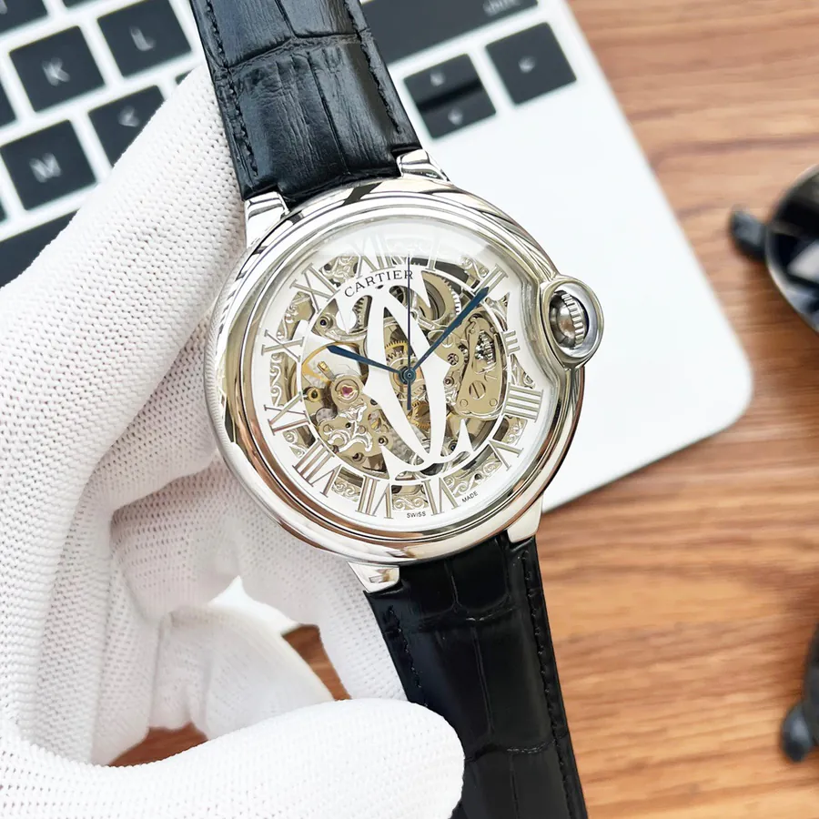 CARTIER Men's Watch with 316 Stainless Steel Case and Leather Strap