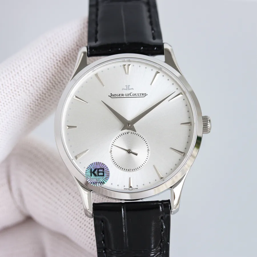 New Jaeger LeCoultre Master Series 1218420, Two Handed Watch with Grained Calfskin Strap