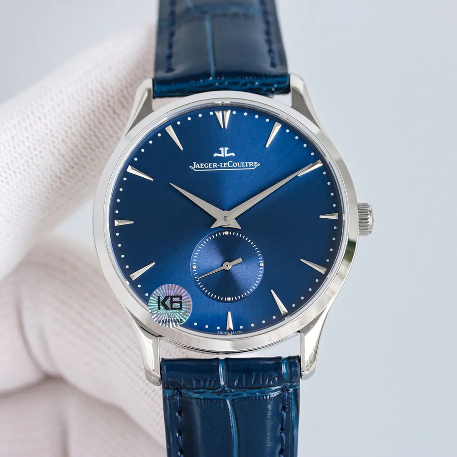 New Jaeger LeCoultre Master Series 1218420, Two Handed Watch with Grained Calfskin Strap