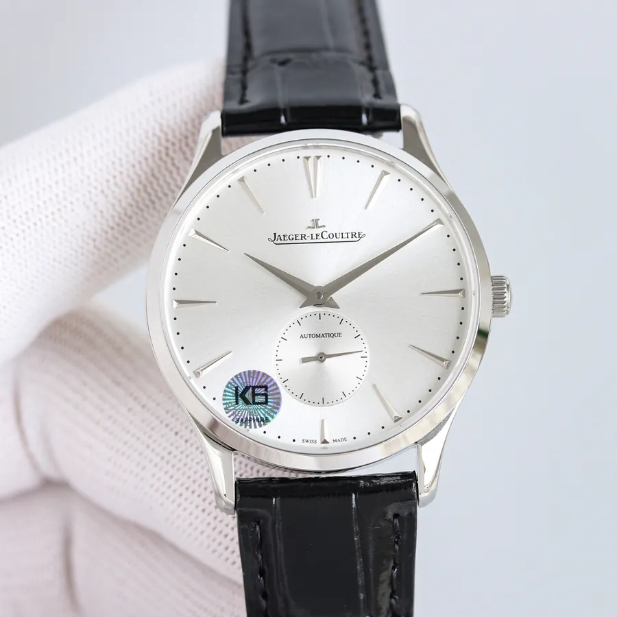New Jaeger LeCoultre Master Series 1218420, Two Handed Watch with Grained Calfskin Strap