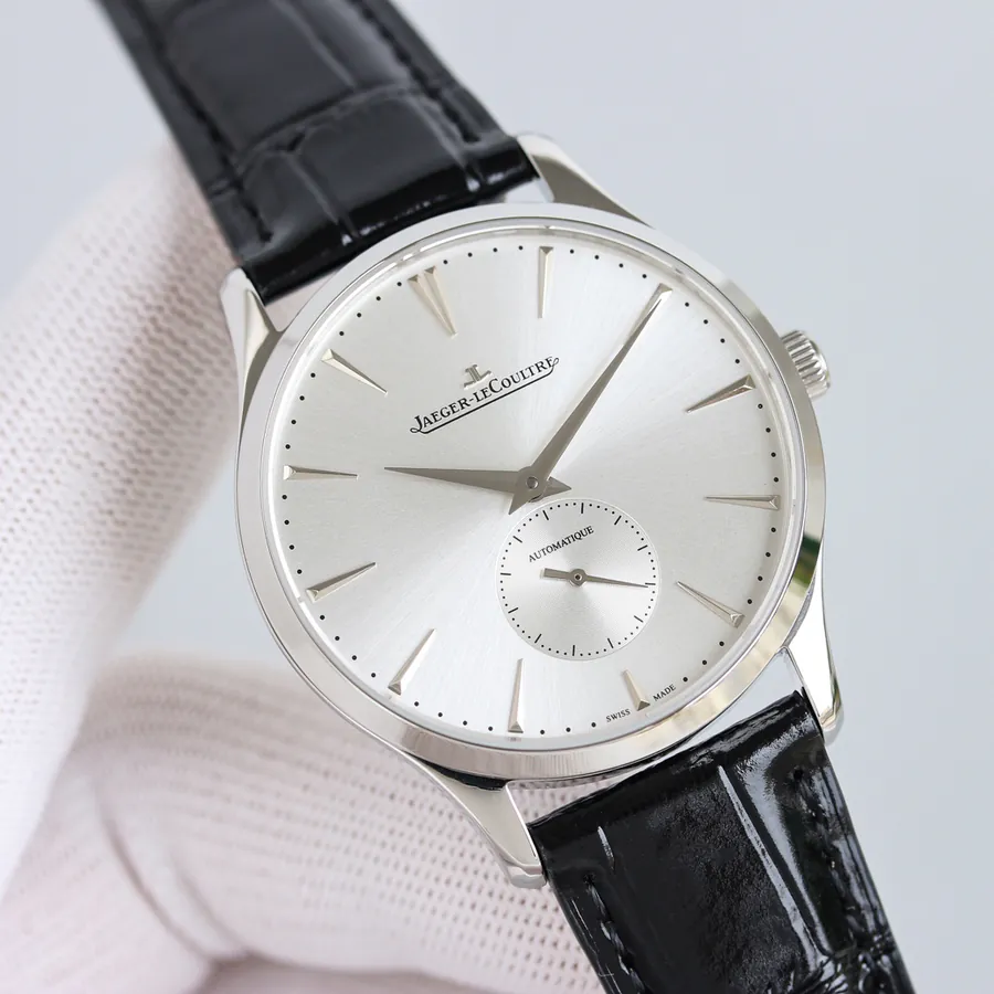 New Jaeger LeCoultre Master Series 1218420, Two Handed Watch with Grained Calfskin Strap