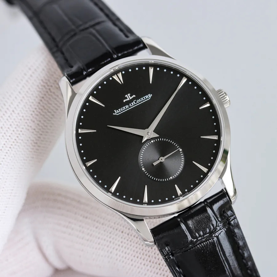 New Jaeger LeCoultre Master Series 1218420, Two Handed Watch with Grained Calfskin Strap