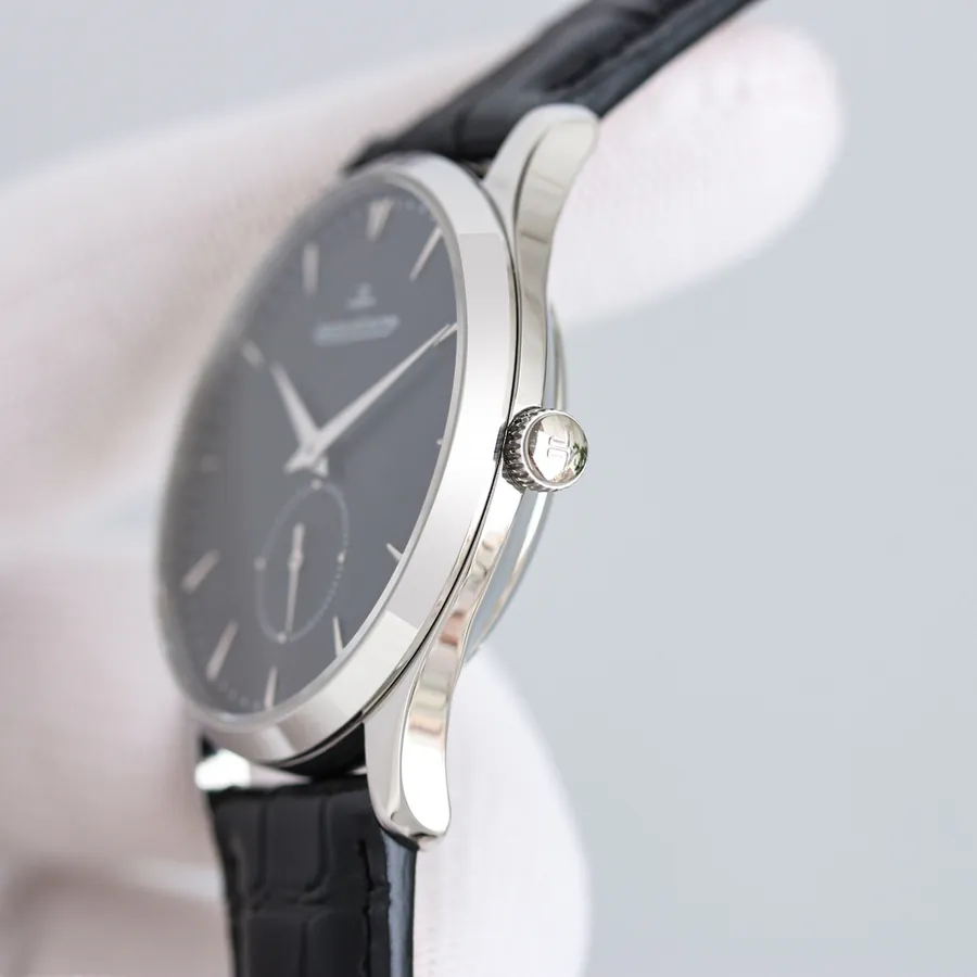 New Jaeger LeCoultre Master Series 1218420, Two Handed Watch with Grained Calfskin Strap