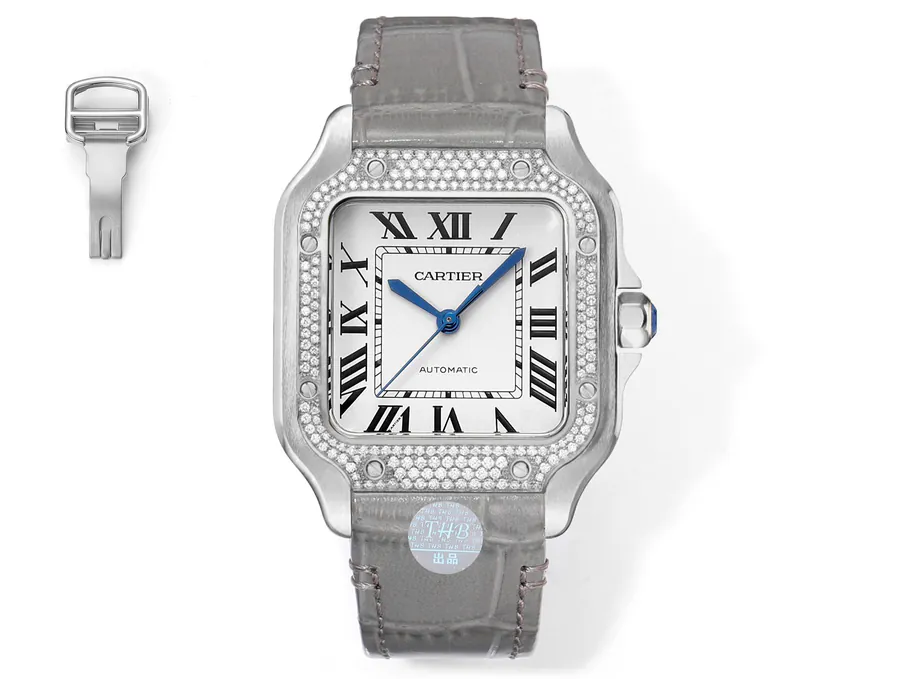 Cartier New Santos Mens and Womens Watch with Gold and Diamond Accents