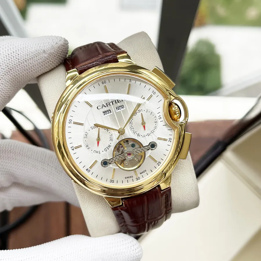 Cartier Men's Watch Automatic Mechanical Movement, Grained Calfskin Strap, Fashion Casual