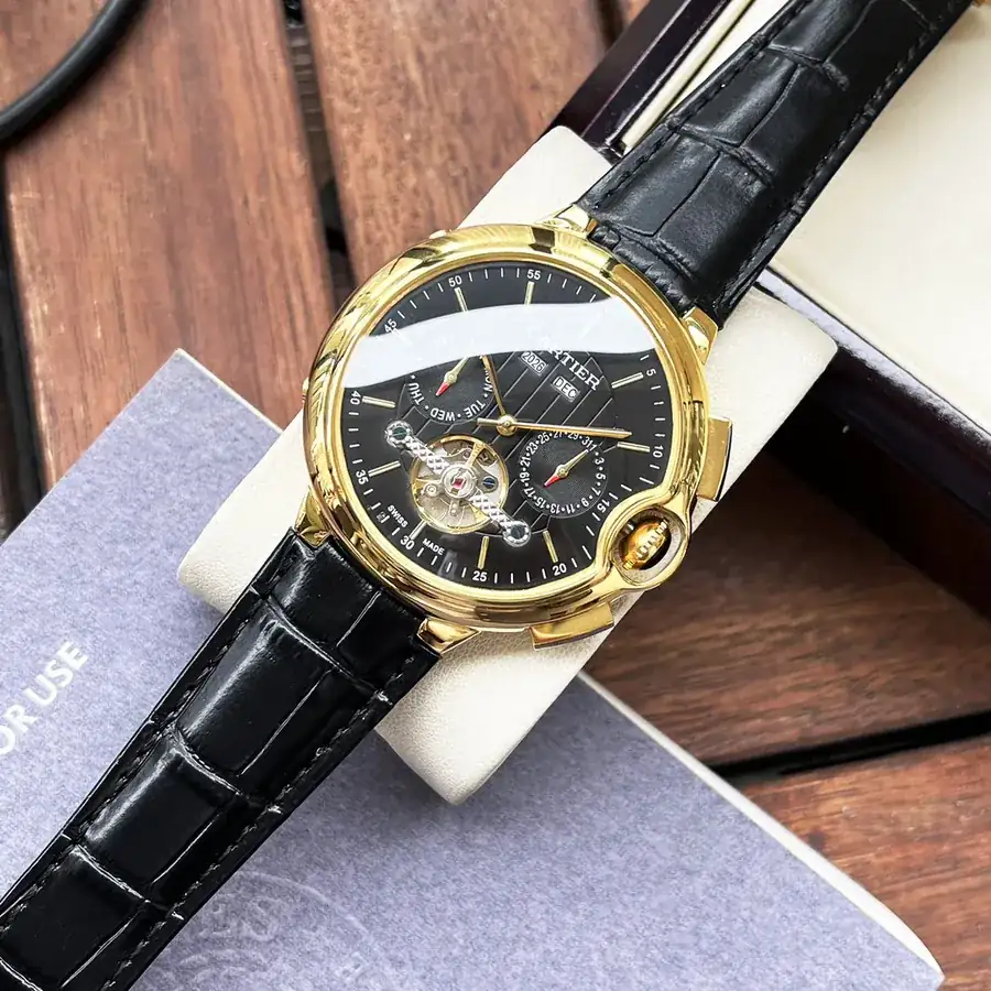 Cartier Men's Watch Automatic Mechanical Movement, Grained Calfskin Strap, Fashion Casual