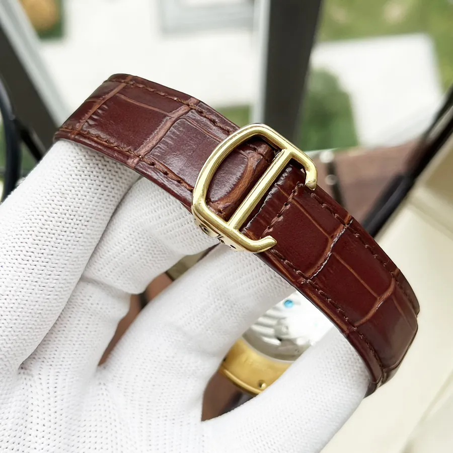 Cartier Men's Watch Automatic Mechanical Movement, Grained Calfskin Strap, Fashion Casual