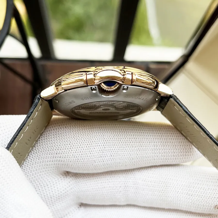 Cartier Men's Watch Automatic Mechanical Movement, Grained Calfskin Case, Leather Strap Elegant and Classic