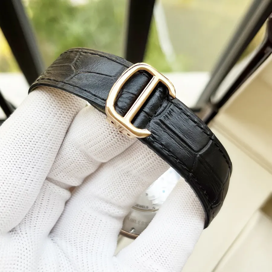 Cartier Men's Watch Automatic Mechanical Movement, Grained Calfskin Case, Leather Strap Elegant and Classic