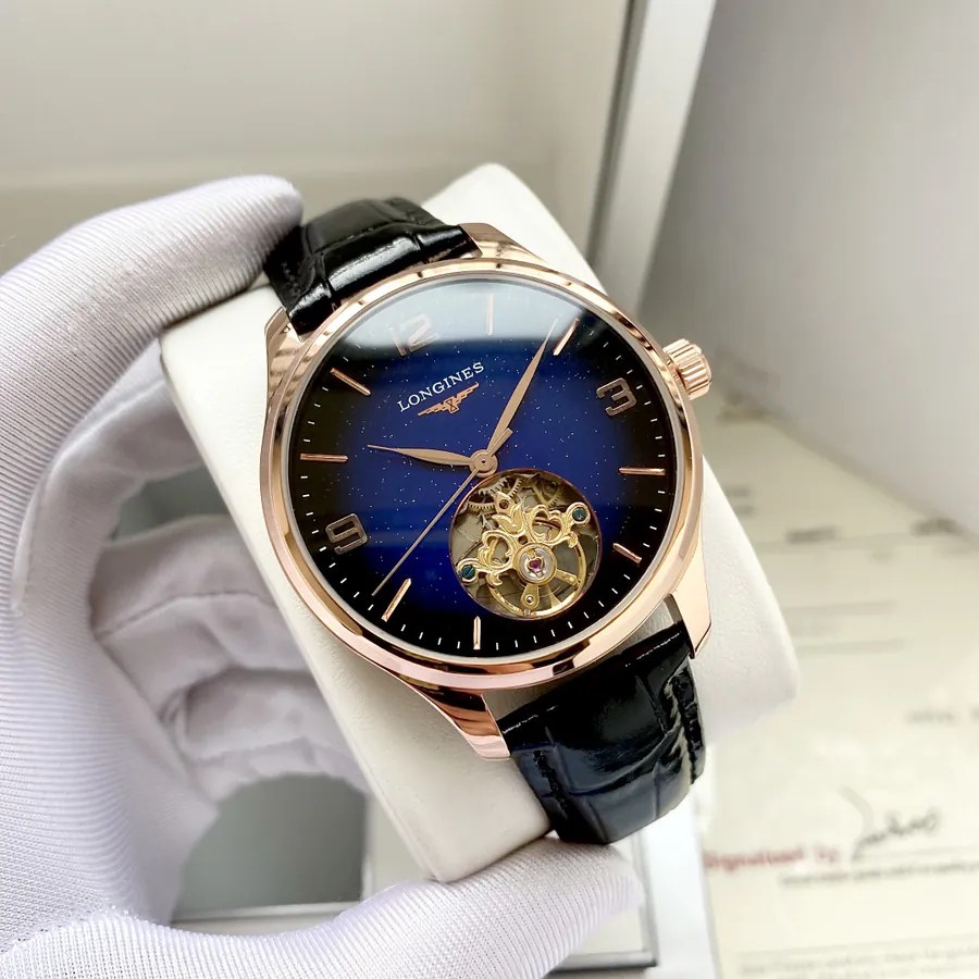 Longines Men's Watch Automatic Mechanical Movement, Grained Calfskin Strap, Elegant and Stylish
