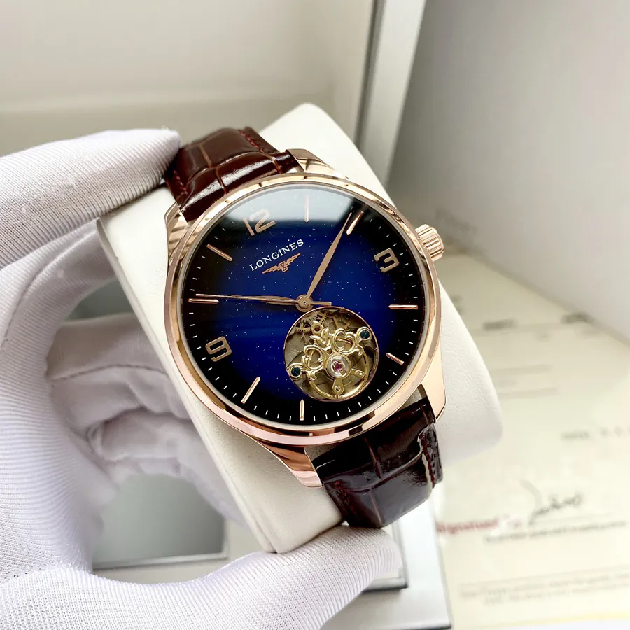 Longines Men's Watch Automatic Mechanical Movement, Grained Calfskin Strap, Elegant and Stylish