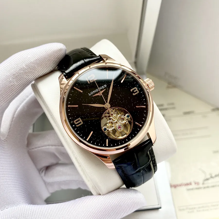 Longines Men's Watch Automatic Mechanical Movement, Grained Calfskin Strap, Elegant and Stylish