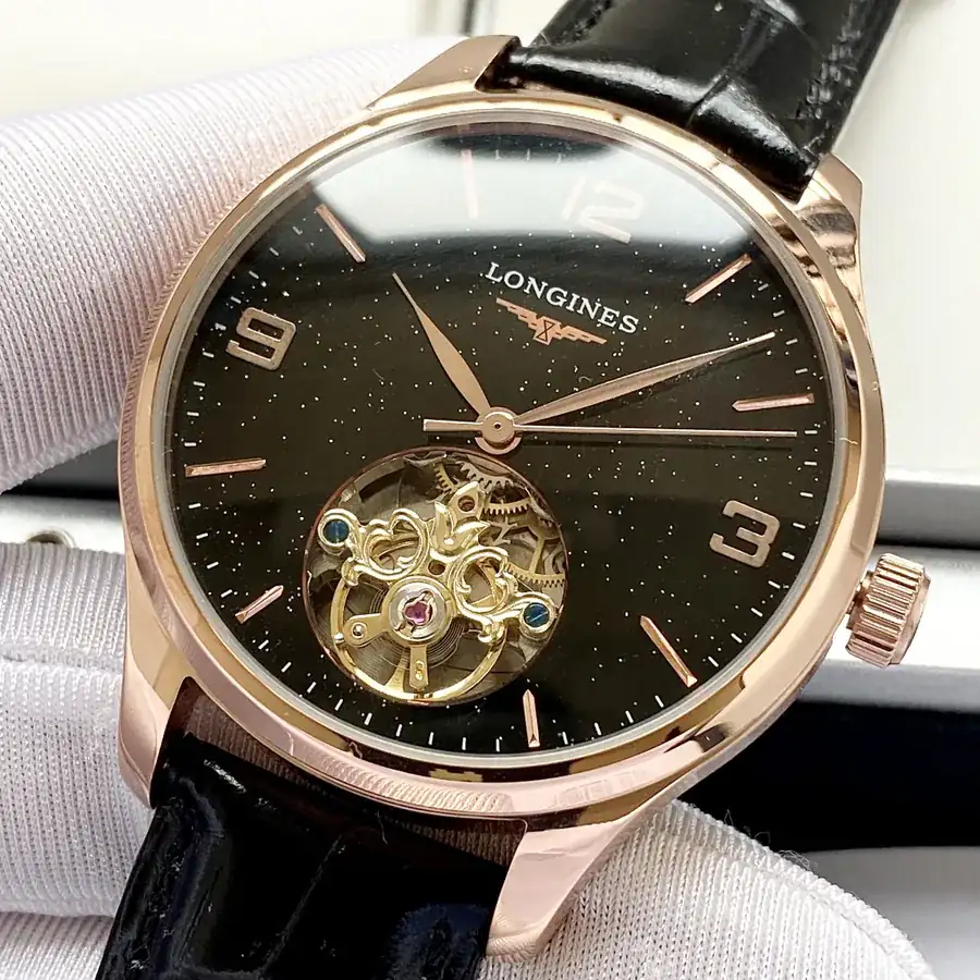Longines Men's Watch Automatic Mechanical Movement, Grained Calfskin Strap, Elegant and Stylish