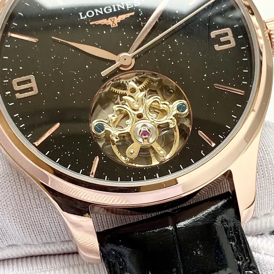 Longines Men's Watch Automatic Mechanical Movement, Grained Calfskin Strap, Elegant and Stylish