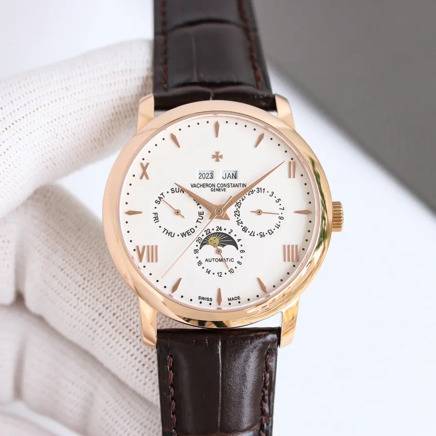 Vacheron Constantin Vintage Style Watch with Grained Calfskin Strap