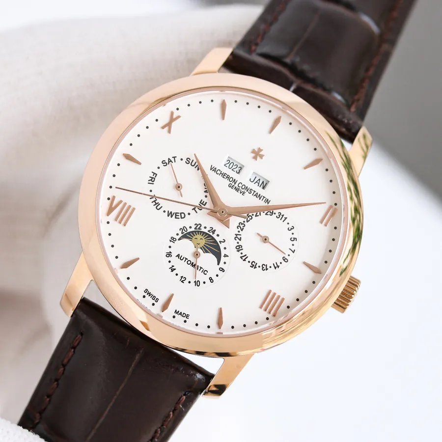 Vacheron Constantin Vintage Style Watch with Grained Calfskin Strap