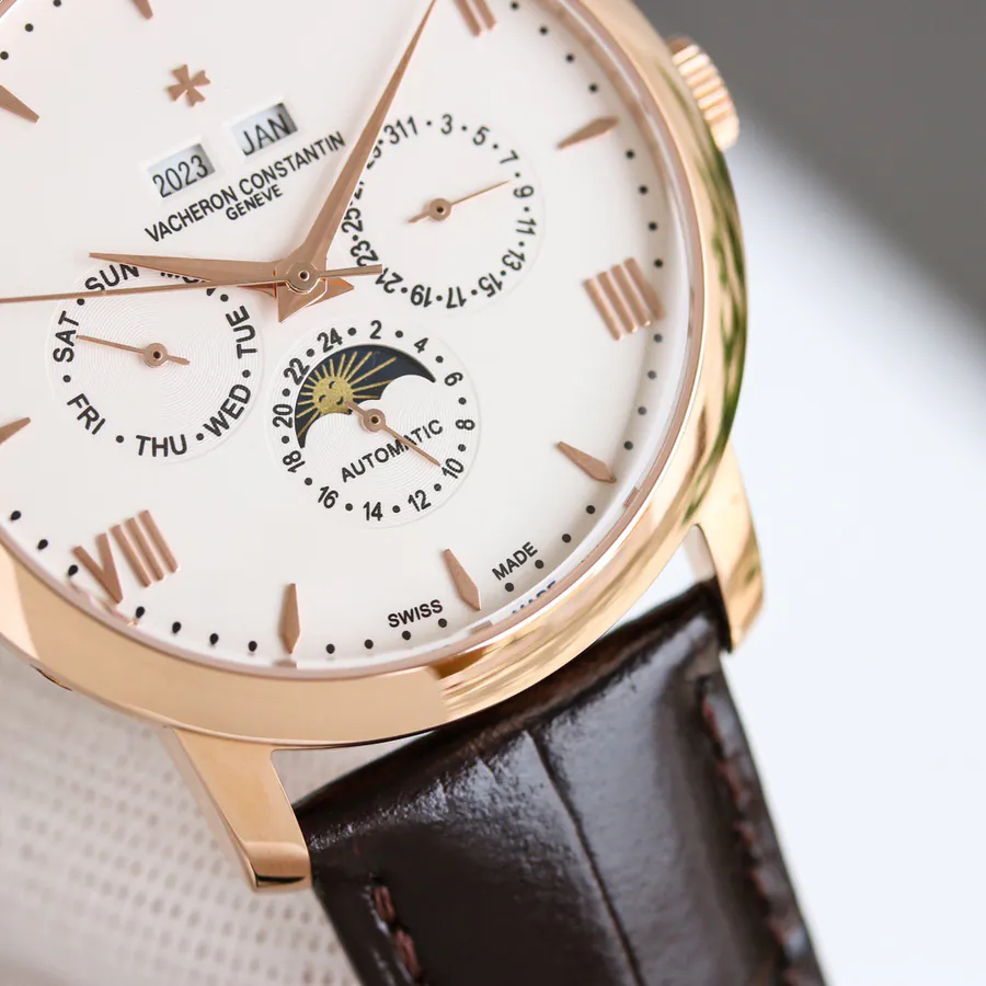 Vacheron Constantin Vintage Style Watch with Grained Calfskin Strap
