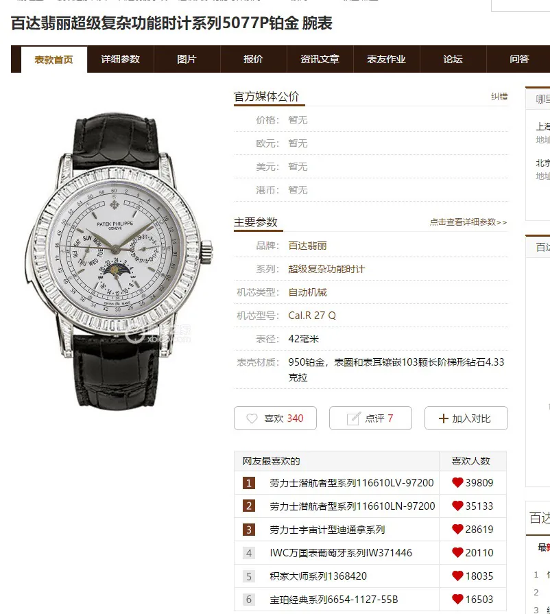 Patek Philippe Supercomplication Series 5073P 010 Watch