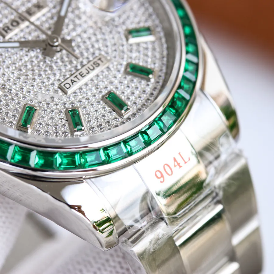 New Rolex Oyster Perl Datejust Watch with Green Diamond