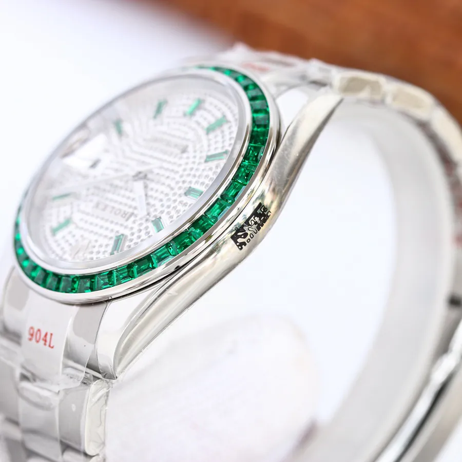 New Rolex Oyster Perl Datejust Watch with Green Diamond