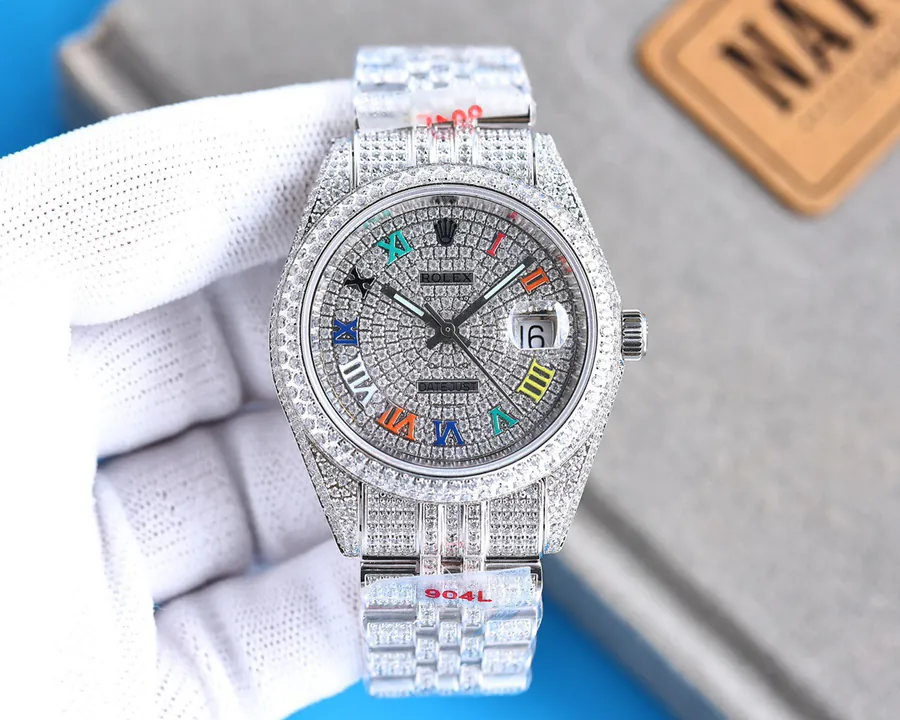 Luxury Rolex Watch with 2824 Automatic Movement and Swarovski Crystal Bracelet