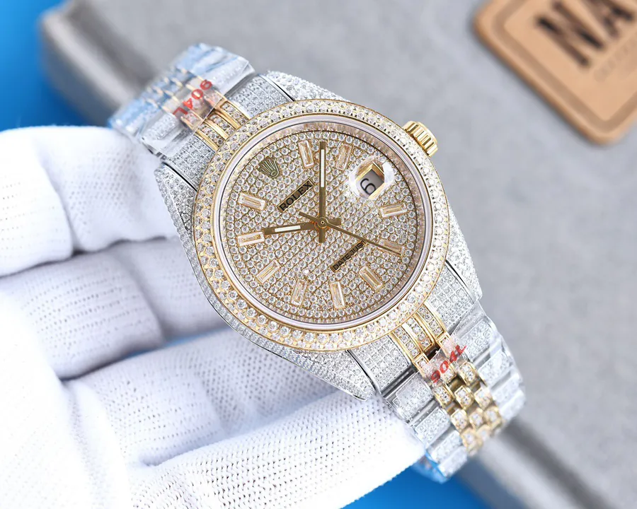 Luxury Rolex Watch with 2824 Automatic Movement and Five Bead Diamond Bracelet