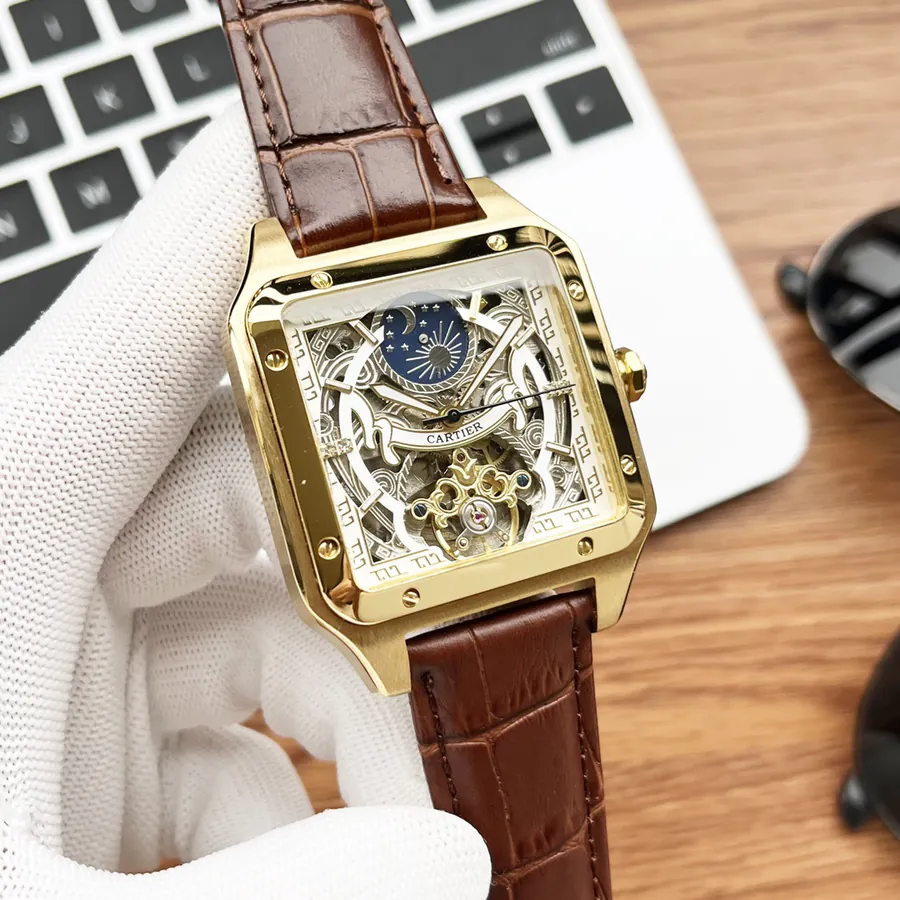 CARTIER Men's Watch in Grained Calfskin