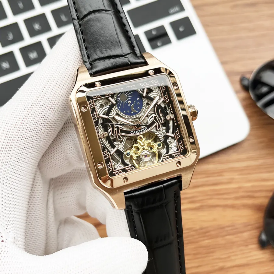 CARTIER Men's Watch in Grained Calfskin