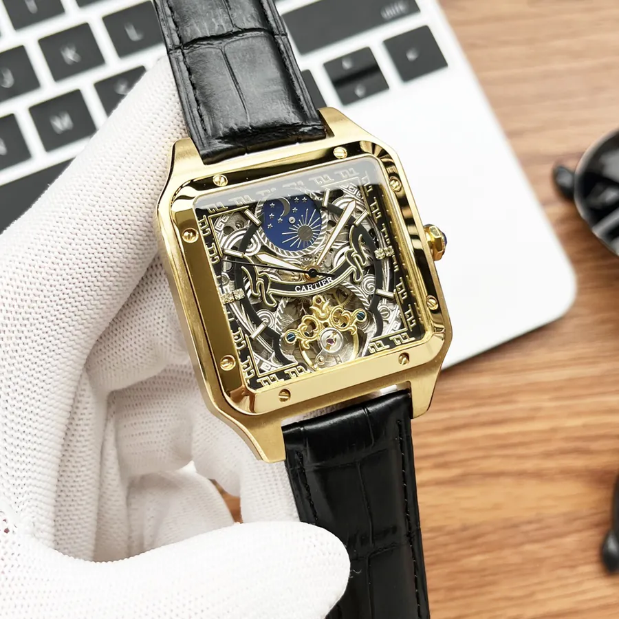 CARTIER Men's Watch in Grained Calfskin