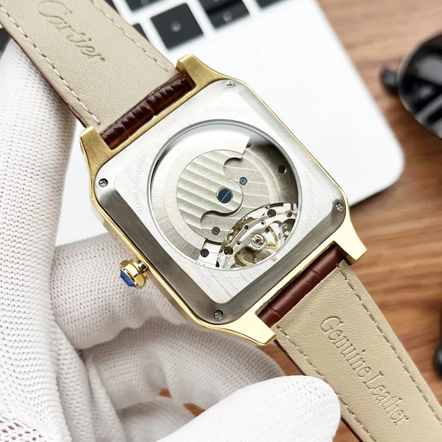 CARTIER Men's Watch in Grained Calfskin