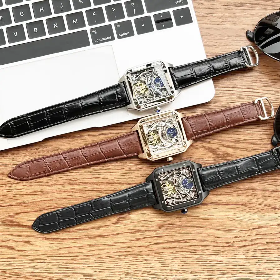 CARTIER Men's Watch in Grained Calfskin