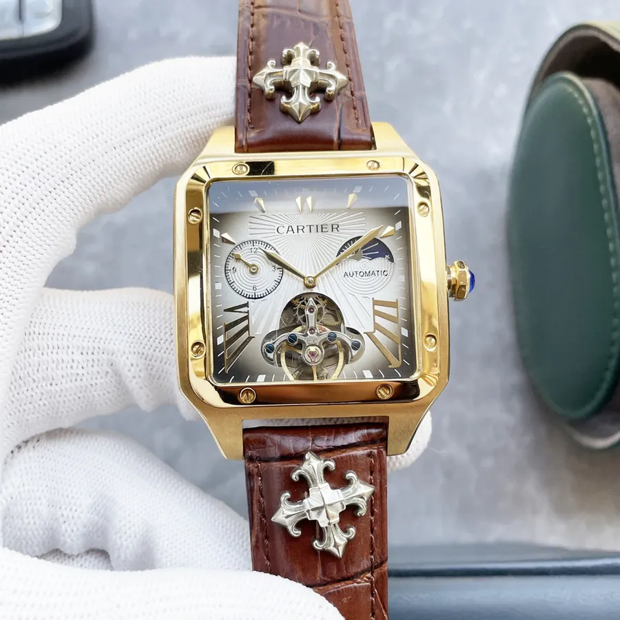 Cartier Men's Luxury Watch with Large Bezel and Moon Phase