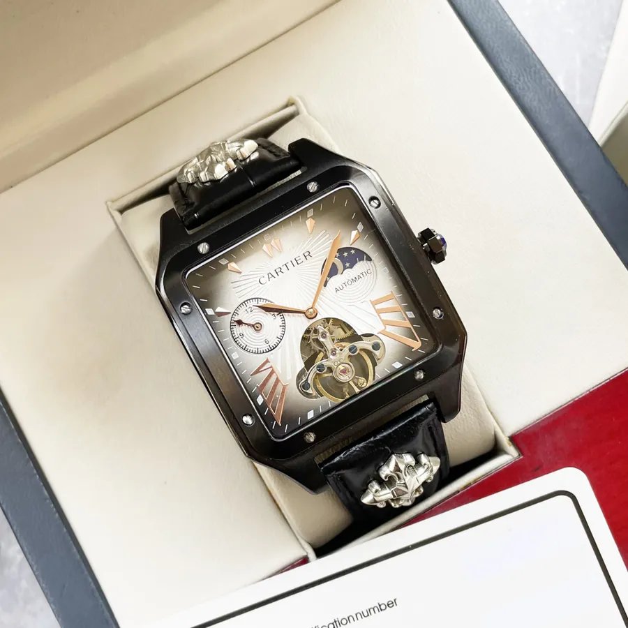 Cartier Men's Luxury Watch with Large Bezel and Moon Phase