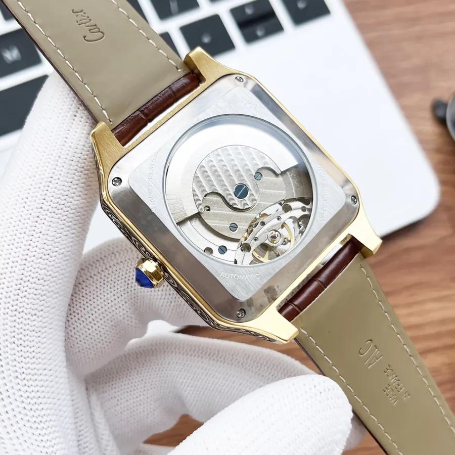 CARTIER Men's Watch with 316 Stainless Steel Case and Leather Strap