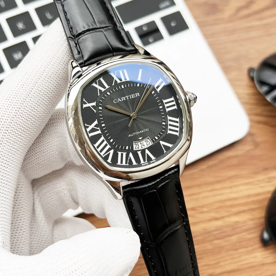 CARTIER Men's Watch with 316 Stainless Steel and Leather Strap