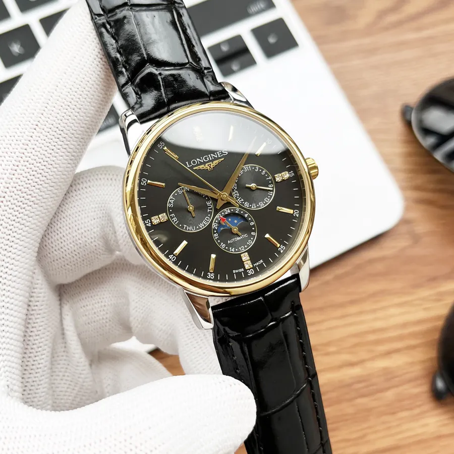Longines Men's Watch with 316 Stainless Steel and Leather Strap