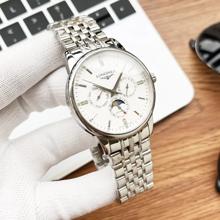 LONGINES Men's Watch with 316 Stainless Steel and Leather Strap
