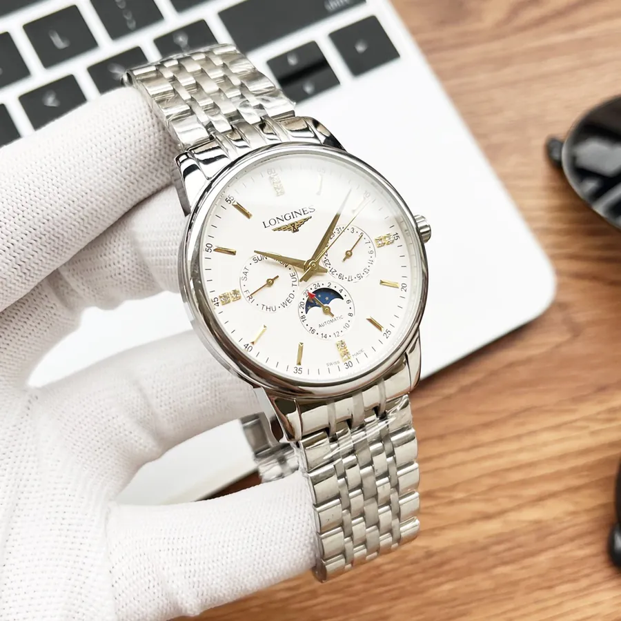 LONGINES Men's Watch with 316 Stainless Steel and Leather Strap