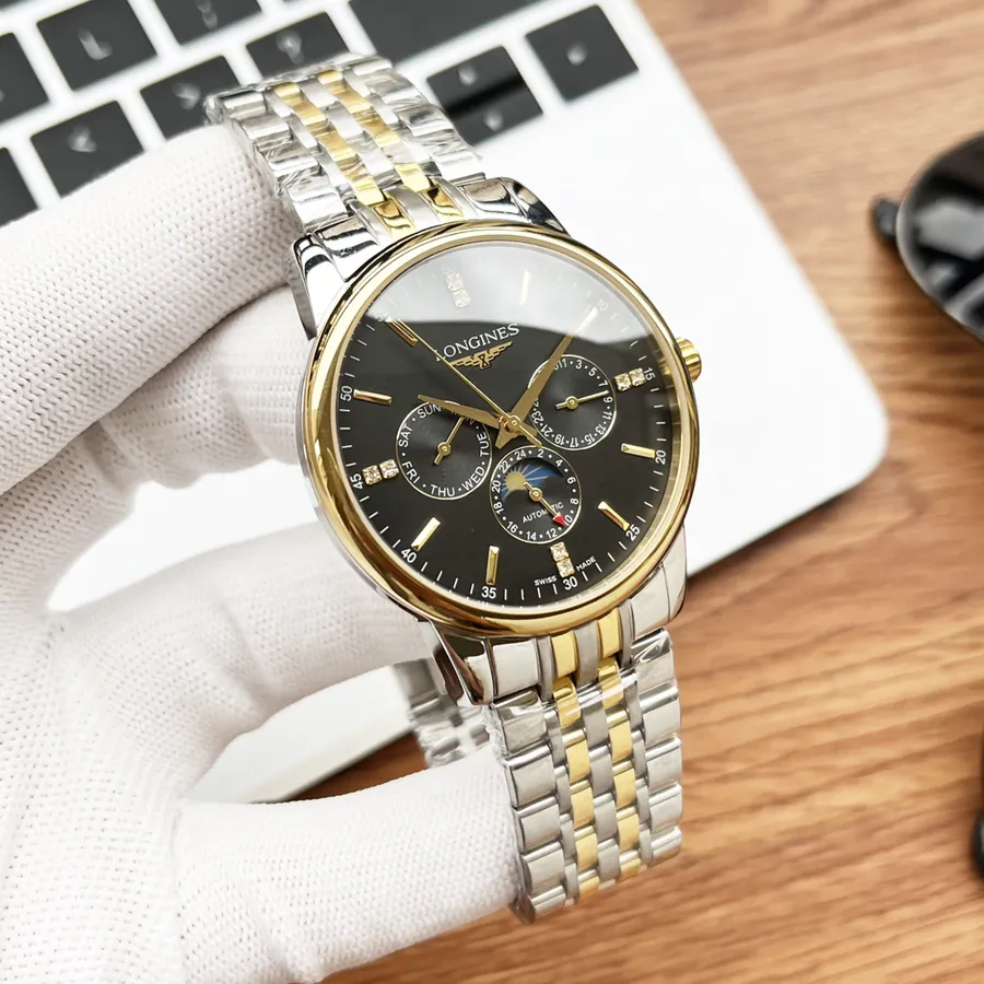LONGINES Men's Watch with 316 Stainless Steel and Leather Strap