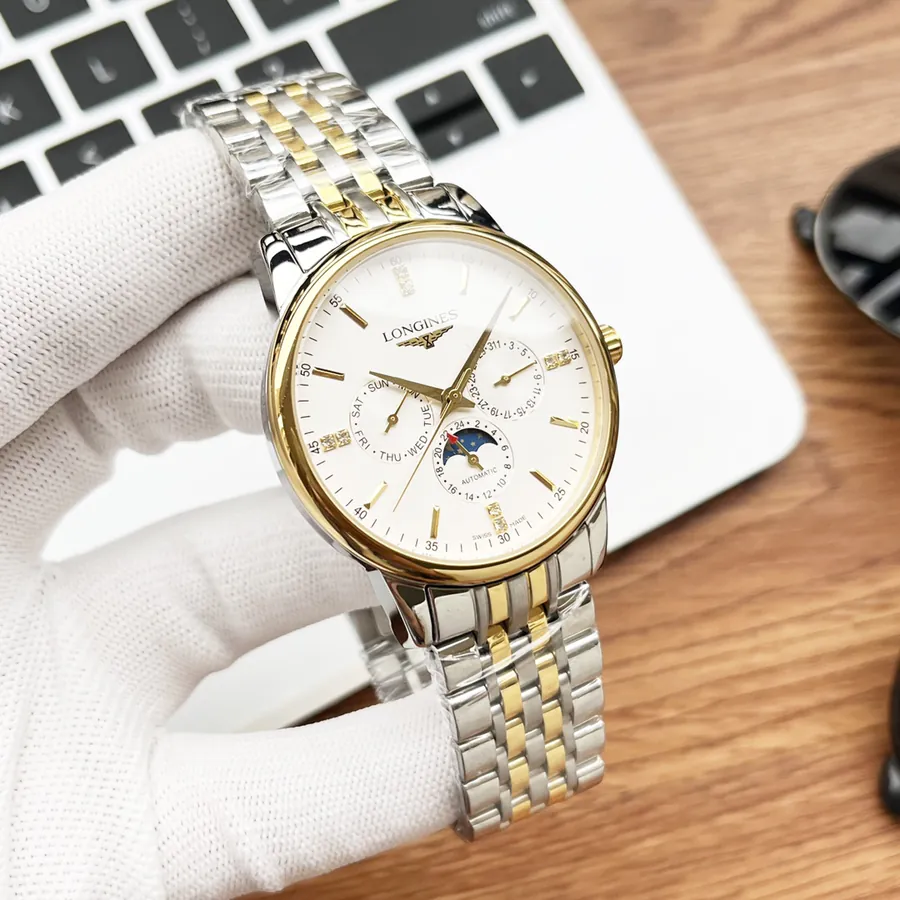 LONGINES Men's Watch with 316 Stainless Steel and Leather Strap