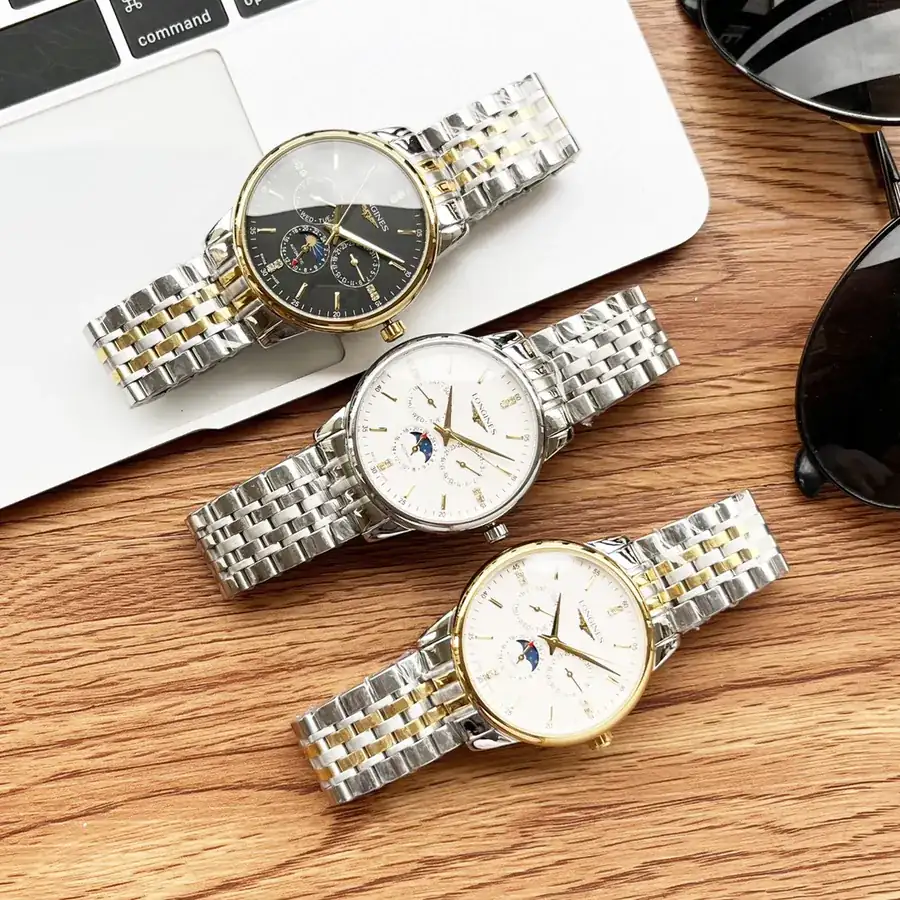 LONGINES Men's Watch with 316 Stainless Steel and Leather Strap